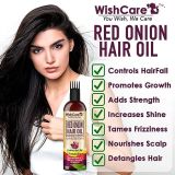WishCare Red Onion Hair Oil for Hair Growth & Hair Fall Control- Onion Oil With Deep Root Applicator (200ml)