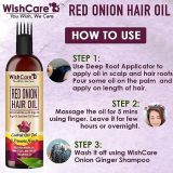 WishCare Red Onion Hair Oil for Hair Growth & Hair Fall Control- Onion Oil With Deep Root Applicator (200ml)