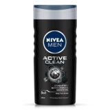 Nivea MEN Body Wash- Active Clean with Active Charcoal- Shower Gel for Body- Face & Hair 3-in-1 (250ml)