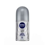 Nivea MEN Deodorant Roll On, Silver Protect, Antibacterial Odour Protection for 48h Freshness (50ml)